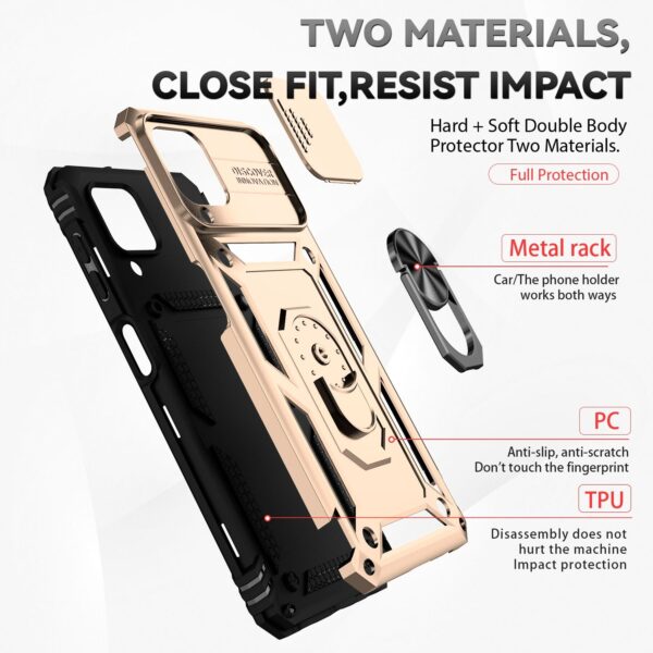 Forcell Samsung Galaxy A22 4G/ M32 4G Sliding Camshield Holder Θήκη Σκληρή - Gold