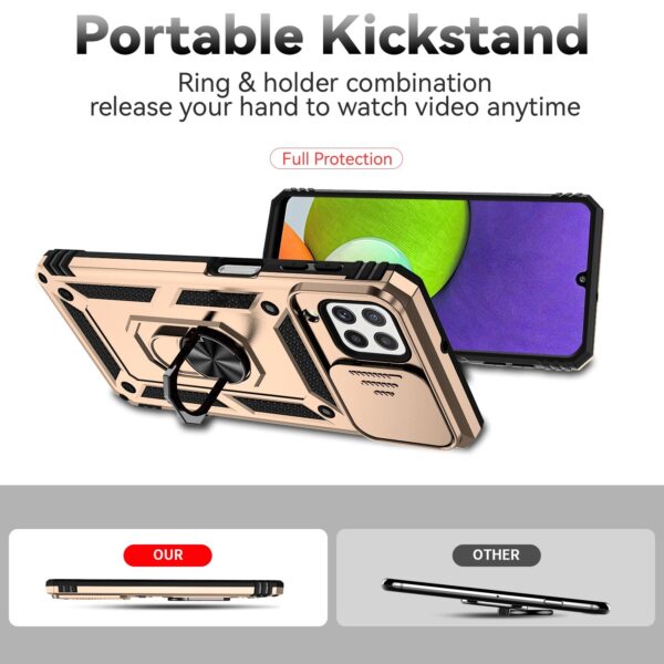 Forcell Samsung Galaxy A22 4G/ M32 4G Sliding Camshield Holder Θήκη Σκληρή - Gold