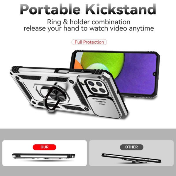 Forcell Samsung Galaxy A22 4G/ M32 4G Sliding Camshield Holder Θήκη Σκληρή - Silver