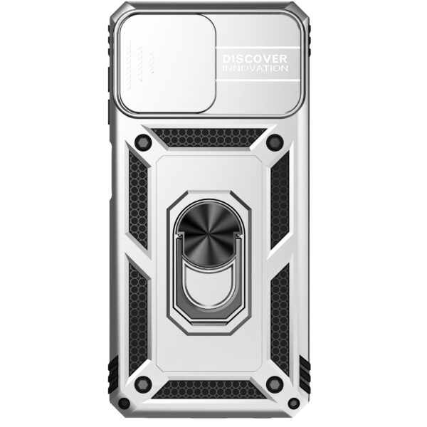Forcell Samsung Galaxy A22 4G/ M32 4G Sliding Camshield Holder Θήκη Σκληρή - Silver
