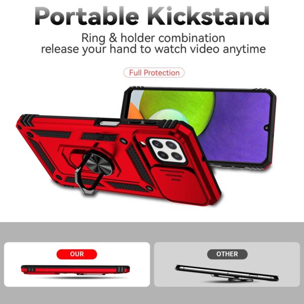 Forcell Samsung Galaxy A22 4G/ M32 4G Sliding Camshield Holder Θήκη Σκληρή - Red