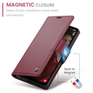 CaseMe Samsung Galaxy A15 4G / A15 5G Butterfly Buckle RFID Litchi Θήκη Βιβλίο - Wine Red