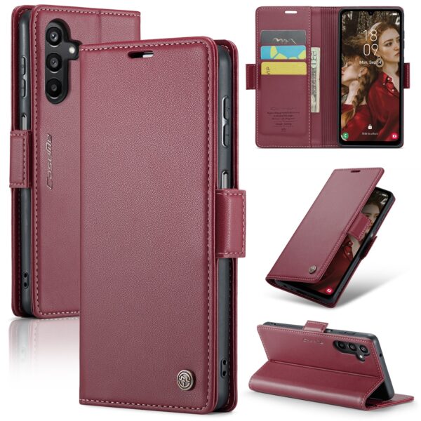 CaseMe Samsung Galaxy A15 4G / A15 5G Butterfly Buckle RFID Litchi Θήκη Βιβλίο - Wine Red