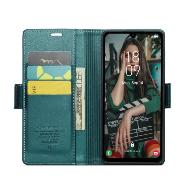 CaseMe Samsung Galaxy A15 4G / A15 5G Butterfly Buckle RFID Litchi Θήκη Βιβλίο - Green