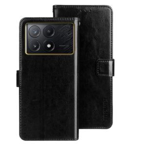 Tel1 Xiaomi Poco X6 Pro 5G Crazy Horse Texture Θήκη Βιβλίο - Black