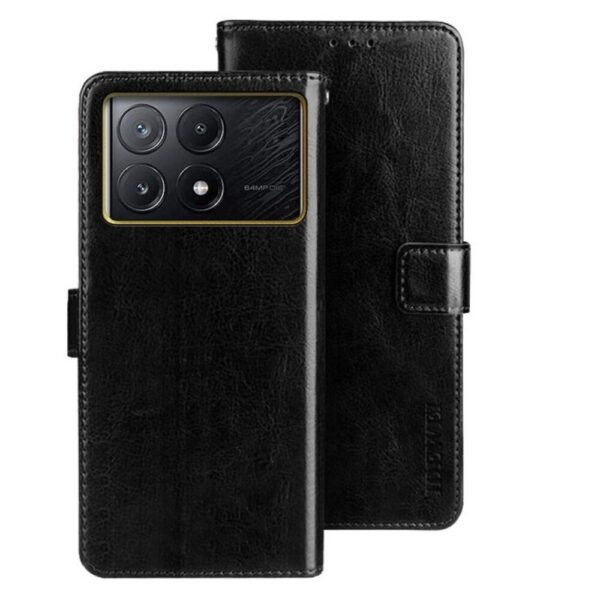 Tel1 Xiaomi Poco X6 Pro 5G Crazy Horse Texture Θήκη Βιβλίο - Black