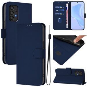 Tel1 Samsung Galaxy A33 5G Skin Feel Solid Color with Lanyard Θήκη Βιβλίο - Navy Blue