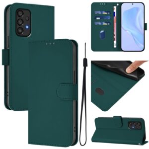 Tel1 Samsung Galaxy A33 5G Skin Feel Solid Color with Lanyard Θήκη Βιβλίο - Deep Green