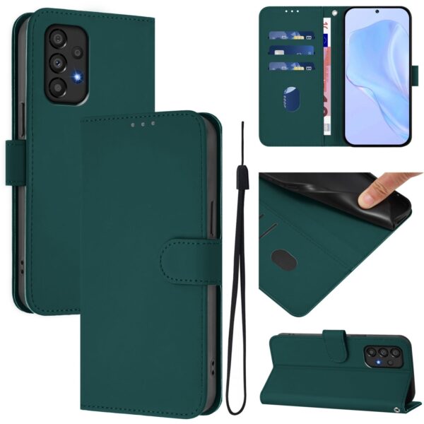 Tel1 Samsung Galaxy A33 5G Skin Feel Solid Color with Lanyard Θήκη Βιβλίο - Deep Green