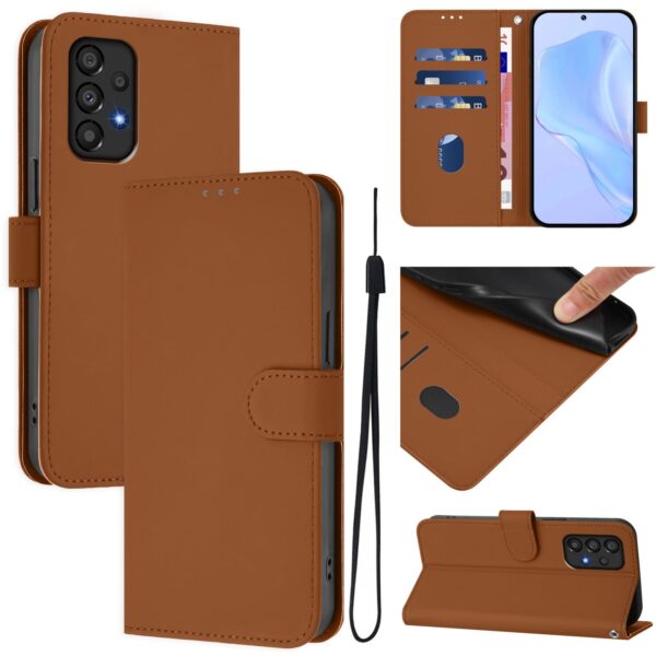 Tel1 Samsung Galaxy A33 5G Skin Feel Solid Color with Lanyard Θήκη Βιβλίο - Brown