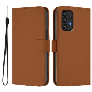 Tel1 Samsung Galaxy A33 5G Skin Feel Solid Color with Lanyard Θήκη Βιβλίο - Brown