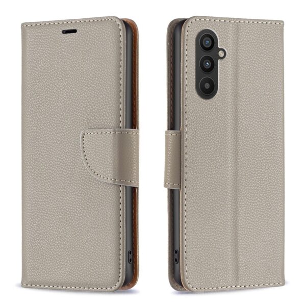 Tel1 Samsung Galaxy A25 5G Litchi Holder & Card Slots Θήκη Βιβλίο - Grey