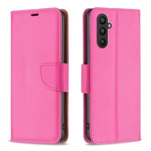 Tel1 Samsung Galaxy A25 5G Litchi Holder & Card Slots Θήκη Βιβλίο - Fuchsia