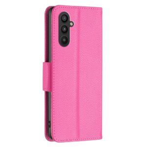 Tel1 Samsung Galaxy A25 5G Litchi Holder & Card Slots Θήκη Βιβλίο - Fuchsia