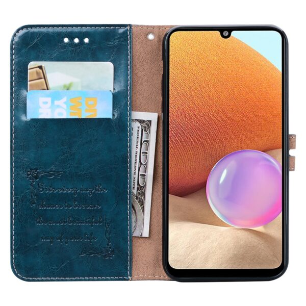 Tel1 Samsung Galaxy A32 4G Oil Wax Texture Horizontal Flip Θήκη Βιβλίο - Blue