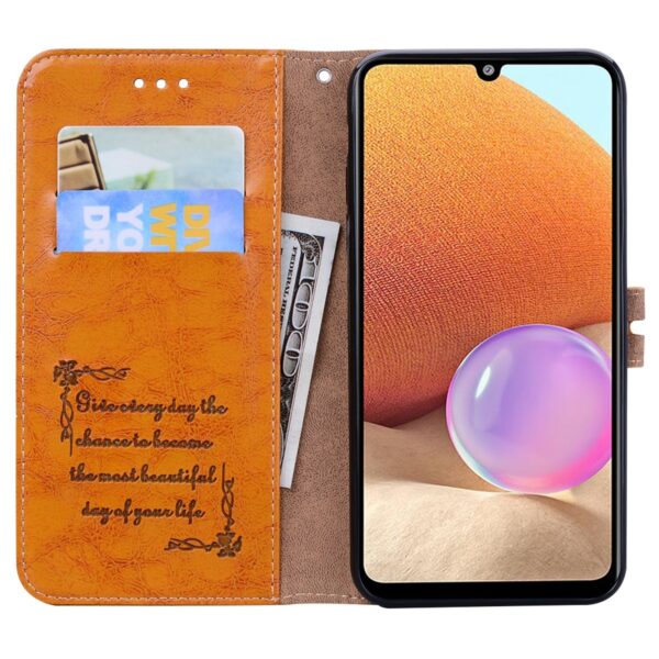Tel1 Samsung Galaxy A32 4G Oil Wax Texture Horizontal Flip Θήκη Βιβλίο - Brown