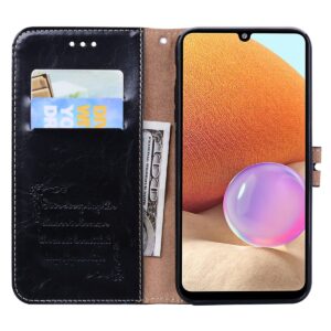 Tel1 Samsung Galaxy A32 4G Oil Wax Texture Horizontal Flip Θήκη Βιβλίο - Black