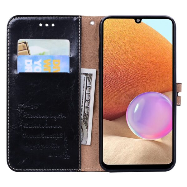 Tel1 Samsung Galaxy A32 4G Oil Wax Texture Horizontal Flip Θήκη Βιβλίο - Black