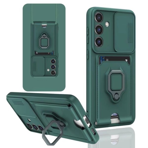 Forcell Samsung Galaxy A54 5G Sliding Camshield Holder Θήκη Σιλικόνης - Green