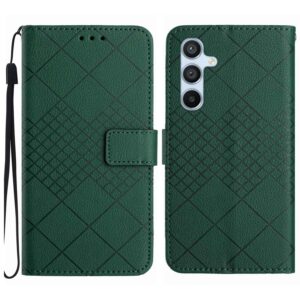 Tel1 Samsung Galaxy A54 5G Rhombic Grid Texture Θήκη Βιβλίο - Green
