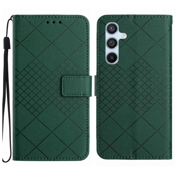 Tel1 Samsung Galaxy A54 5G Rhombic Grid Texture Θήκη Βιβλίο - Green