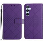 Tel1 Samsung Galaxy A54 5G Rhombic Grid Texture Θήκη Βιβλίο - Purple