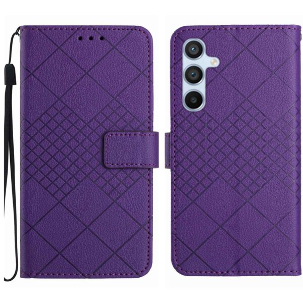 Tel1 Samsung Galaxy A54 5G Rhombic Grid Texture Θήκη Βιβλίο - Purple
