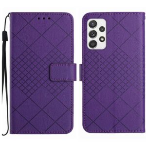 Tel1 Samsung Galaxy A53 5G Rhombic Grid Texture Θήκη Βιβλίο - Purple