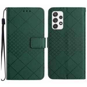 Tel1 Samsung Galaxy A53 5G Rhombic Grid Texture Θήκη Βιβλίο - Dark Green