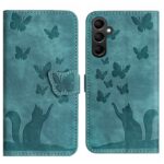 Tel1 Samsung Galaxy A54 5G Butterfly Cat Embossed Θήκη Βιβλίο - Blue