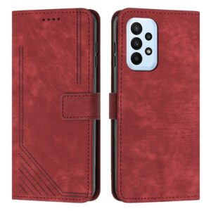 Tel1 Samsung Galaxy A53 5G Skin Feel Stripe Pattern Θήκη Βιβλίο - Red