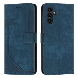 Tel1 Samsung Galaxy A54 5G Skin Feel Stripe Pattern with Lanyard Θήκη Βιβλίο - Blue