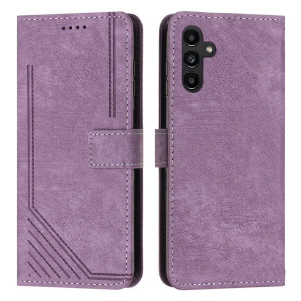 Tel1 Samsung Galaxy A54 5G Skin Feel Stripe Pattern with Lanyard Θήκη Βιβλίο - Purple
