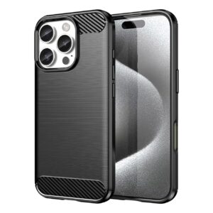 Forcell iPhone 16 Pro Max Brushed Texture Carbon Fiber Θήκη Σιλικόνης - Black