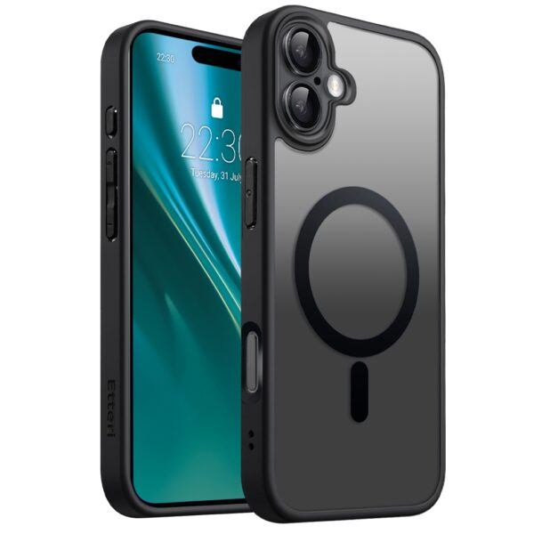 Forcell iPhone 16 Plus MagSafe Matte Θήκη Με Πλαίσιο Σιλικόνης - Black