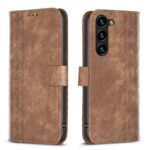 Tel1 Samsung Galaxy S24 5G Plaid Εmbossed Θήκη Βιβλίο - Brown