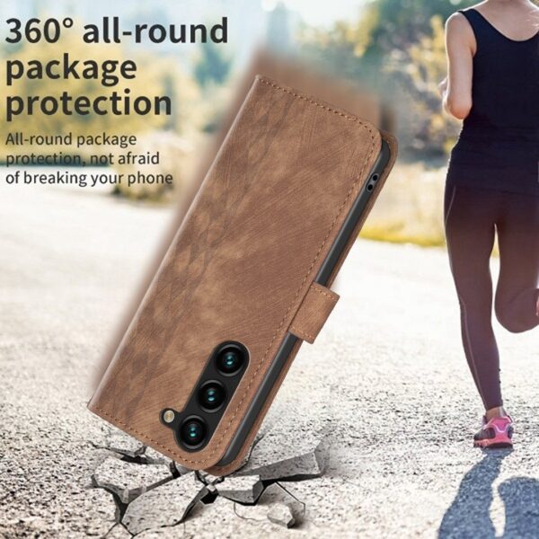 Tel1 Samsung Galaxy S24 5G Plaid Εmbossed Θήκη Βιβλίο - Brown