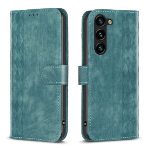Tel1 Samsung Galaxy S24 5G Plaid Εmbossed Θήκη Βιβλίο - Green