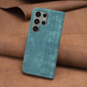 Tel1 Samsung Galaxy S24 Ultra 5G Plaid Εmbossed Θήκη Βιβλίο - Green