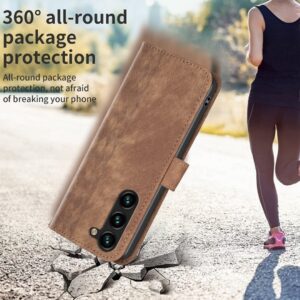 Tel1 Samsung Galaxy S24 Plus 5G Plaid Εmbossed Θήκη Βιβλίο - Brown