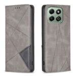 Tel1 Honor X6b Rhombus Texture Magnetic Θήκη Βιβλίο - Grey