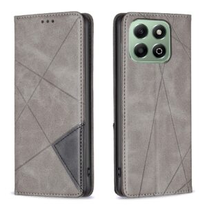 Tel1 Honor X6b Rhombus Texture Magnetic Θήκη Βιβλίο - Grey
