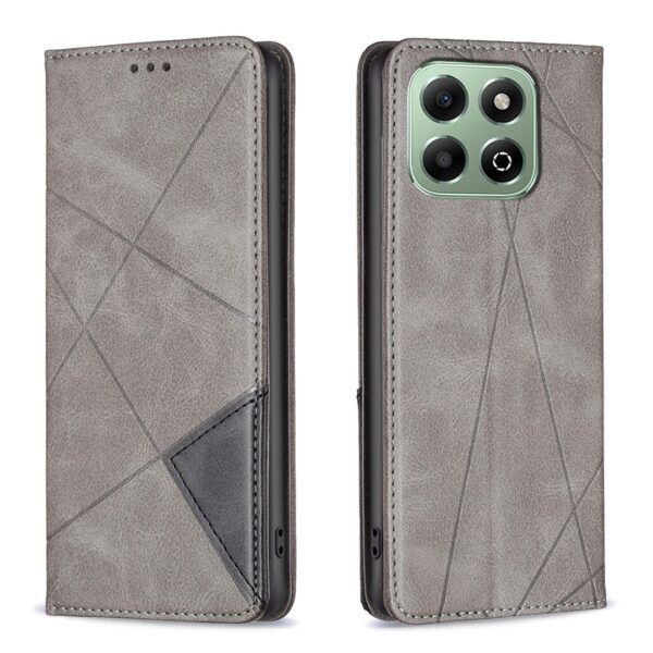 Tel1 Honor X6b Rhombus Texture Magnetic Θήκη Βιβλίο - Grey