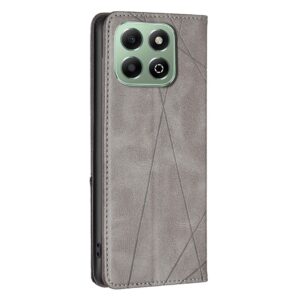 Tel1 Honor X6b Rhombus Texture Magnetic Θήκη Βιβλίο - Grey