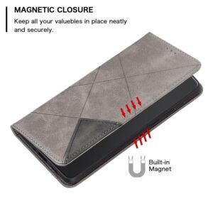 Tel1 Honor X6b Rhombus Texture Magnetic Θήκη Βιβλίο - Grey