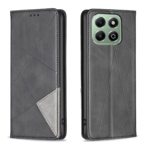 Tel1 Honor X6b Rhombus Texture Magnetic Θήκη Βιβλίο - Black
