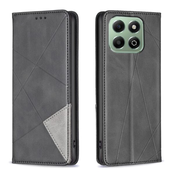Tel1 Honor X6b Rhombus Texture Magnetic Θήκη Βιβλίο - Black