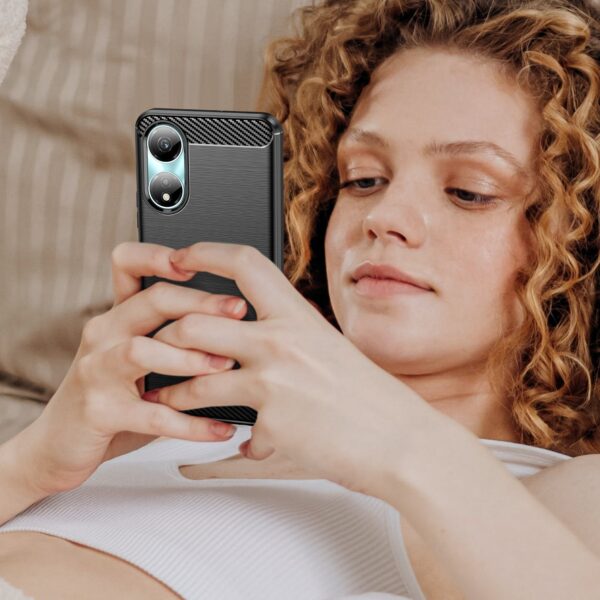 Forcell Honor X7Β 4G / X7B 5G / Honor 90 Carbon Fiber Θήκη Σιλικόνης - Black