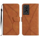 Tel1 TCL 505 Stitching Embossed Θήκη Βιβλίο - Brown