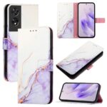 Tel1 TCL 505 Marble Pattern Θήκη Βιβλίο - Purple